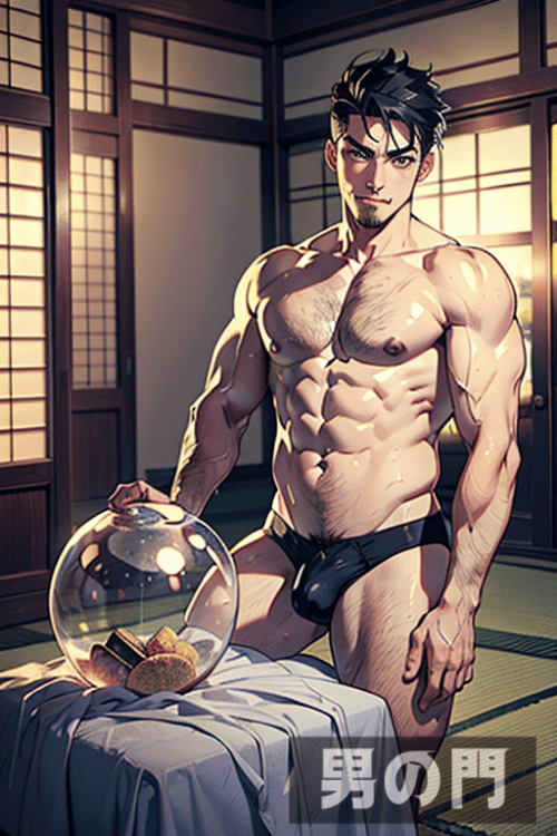AI画像生成で作ったリアルすぎる男性アニメ風画像『和室と野郎』