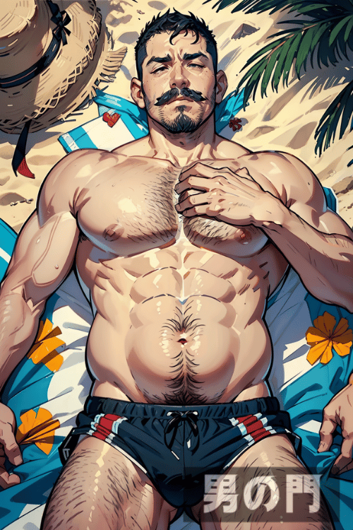 画像生成AIで作ったアニメ風男性画像
テーマは『海と野郎』