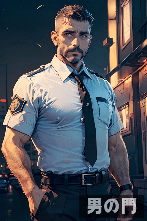 【男の門】ポリス野郎【AI画像生成で作ったリアルすぎるアニメ画像】