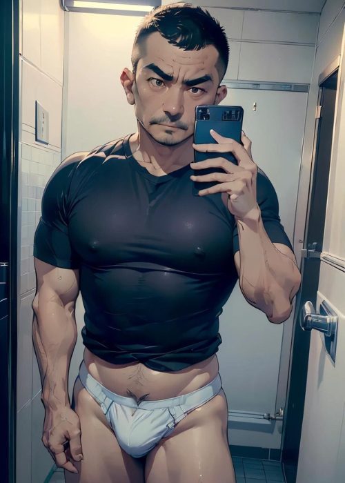 男の門・禁断の体験談【ゲイAIエロアニメ】強面オヤジの自撮りショット