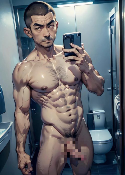 男の門・禁断の体験談【ゲイAIエロアニメ】強面オヤジの自撮りショット