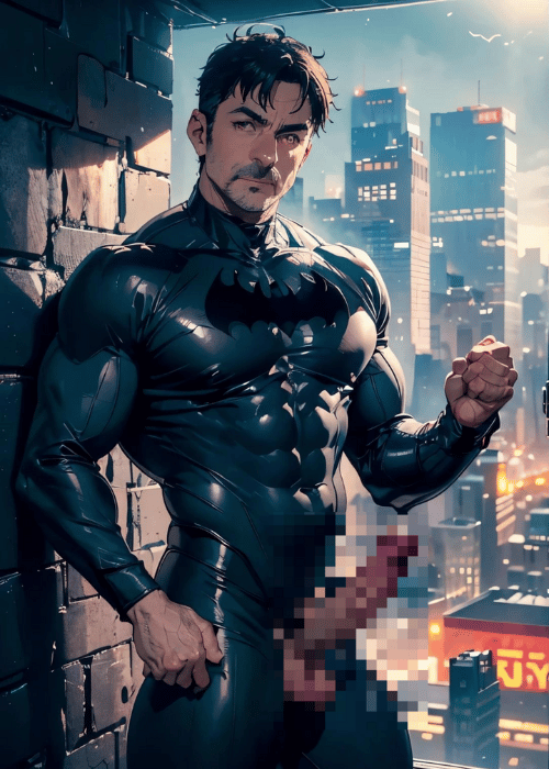 【ゲイAIエロアニメ】バットマンのコスプレ親父