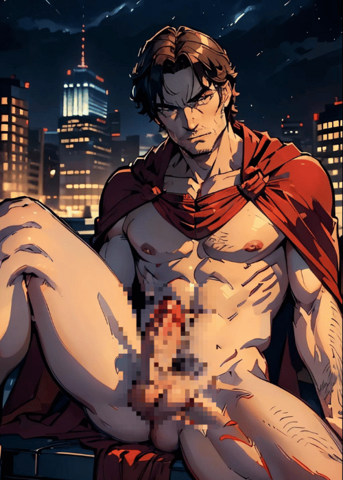 男の門・禁断の体験談【ゲイAIエロアニメ】スーパーマンのコスプレ親父