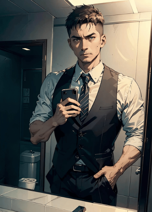 【男の門・禁断の体験談】ゲイAIエロアニメ「トイレの自撮リーマン」