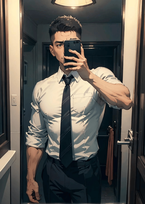 【男の門・禁断の体験談】ゲイAIエロアニメ「トイレの自撮リーマン」