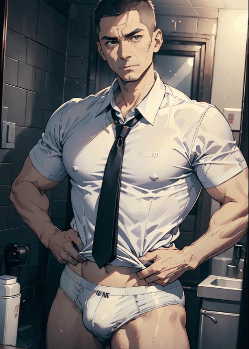 【男の門・禁断の体験談】ゲイAIエロアニメ「トイレの自撮リーマン」