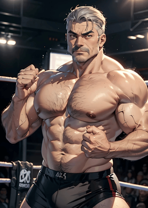 【男の門・ゲイ禁断の体験談】ゲイAIエロアニメ「プロレスラーの筋肉オヤジ」