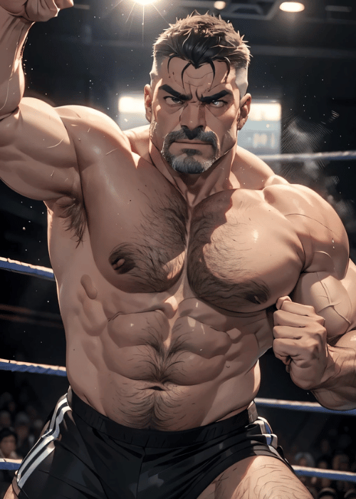 【男の門・ゲイ禁断の体験談】ゲイAIエロアニメ「プロレスラーの筋肉オヤジ」