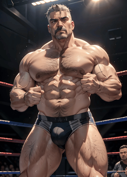 【男の門・ゲイ禁断の体験談】ゲイAIエロアニメ「プロレスラーの筋肉オヤジ」