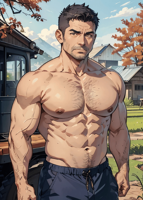 【男の門｜ゲイ｜禁断の体験談】AIエロアニメ「農家のイケオジ」