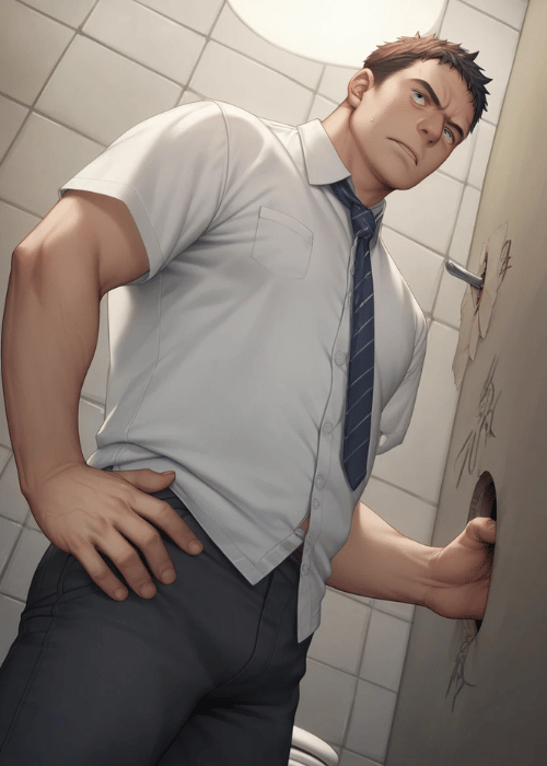 【男の門｜ゲイ｜禁断の体験談】AIエロアニメ「ハッテン便所のリーマン」