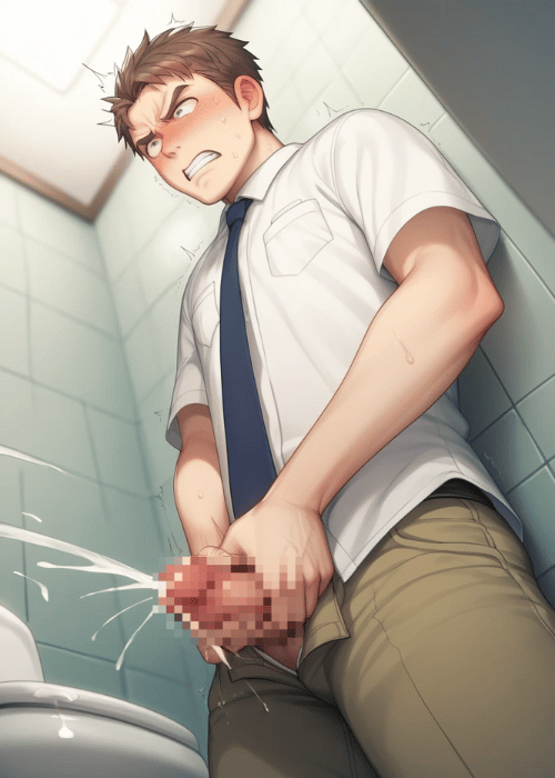 【男の門｜ゲイ｜禁断の体験談】AIエロアニメ「便所オナニー」